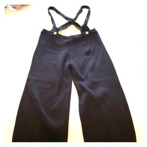 Navy knit overalls